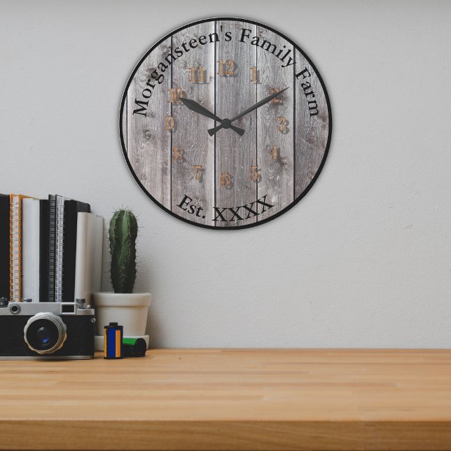 Reloj Redondo Grande Hogar Familiar de Madera Rústica Gris Establecido (Subido por el creador)