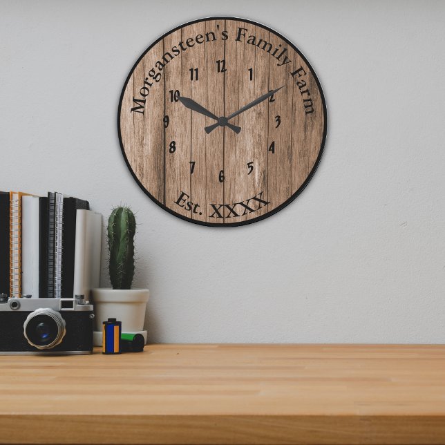 Reloj Redondo Grande Hogar Familiar Rústico de Madera de Granero Establ (Subido por el creador)