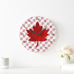 Reloj Redondo Grande Hoja de arce de Canadá por Shirley Taylor