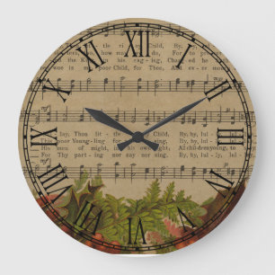 Reloj Redondo Grande Hoja de música del villancico del navidad del