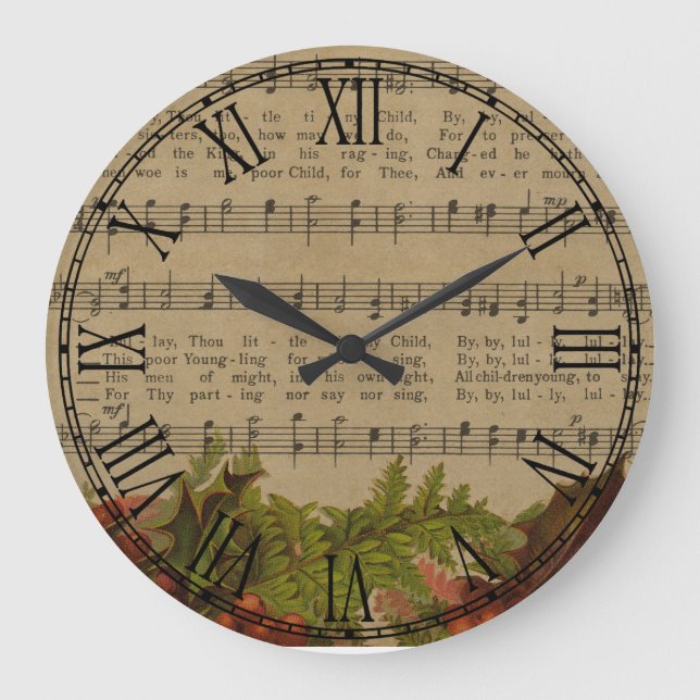Reloj Redondo Grande Hoja de música del villancico del navidad del (Anverso)