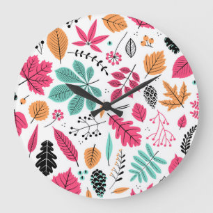 Reloj Redondo Grande Hoja de otoño Resumen Patrón sin soldadura