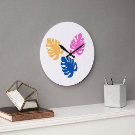 Reloj Redondo Grande Hoja Verde azulada rusa contemporánea