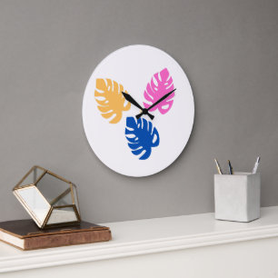 Reloj Redondo Grande Hoja Verde azulada rusa contemporánea