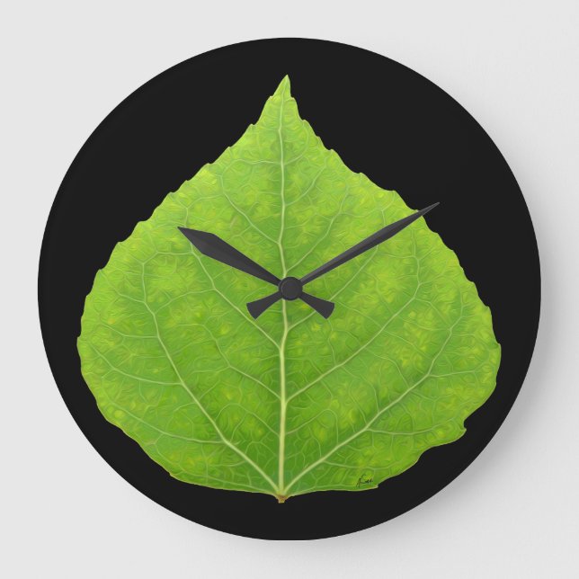 Reloj Redondo Grande Hoja verde de lápiz #11 (Anverso)