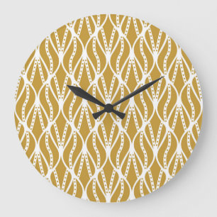 Reloj Redondo Grande Hojas Art Deco, patrón clásico sin costuras.
