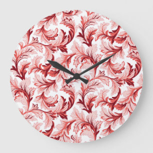 Reloj Redondo Grande Hojas barrocas de espiral vintage, decorativas.