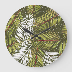 Reloj Redondo Grande Hojas de color de agua verde: Ilustracion sin foco