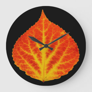 Reloj Redondo Grande Hojas de lápiz rojo y amarillo #10
