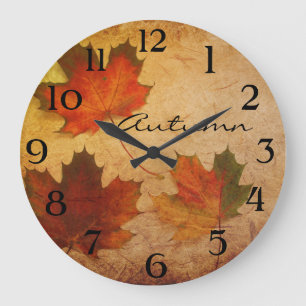 Reloj Redondo Grande Hojas de otoño