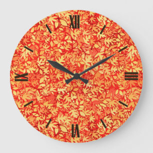 Reloj Redondo Grande Hojas de otoño, naranja y oro