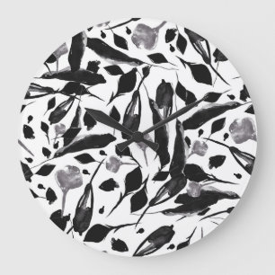 Reloj Redondo Grande Hojas de Otoño Vintage, Fondo Sin Marea.