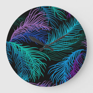 Reloj Redondo Grande Hojas de palma multicolor