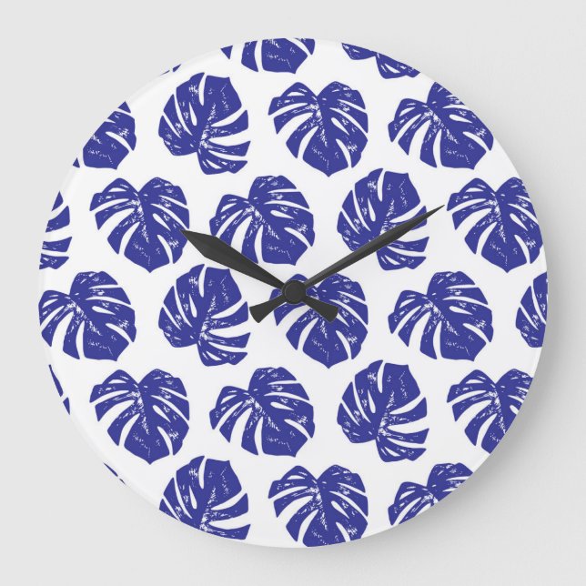 Reloj Redondo Grande Hojas de palmeras: Patrón natural (Anverso)