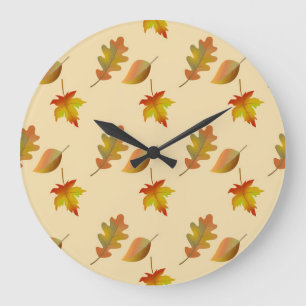 Reloj Redondo Grande Hojas de roble acogedoras de arce de otoño