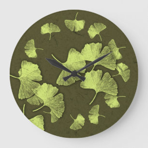 Reloj Redondo Grande Hojas del Ginkgo