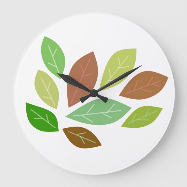 Reloj Redondo Grande Hojas dispersas al azar (Anverso)
