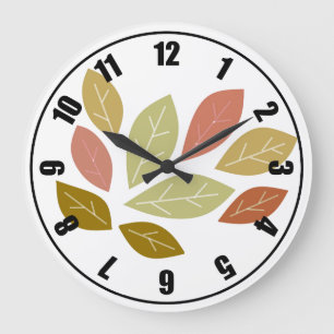 Reloj Redondo Grande Hojas Modernas de Colores