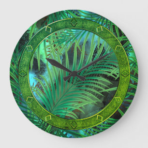 Reloj Redondo Grande Hojas, palma