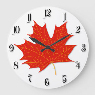 Reloj Redondo Grande Hojas rojas de arce