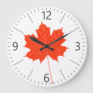 Reloj Redondo Grande Hojas rojas de arce