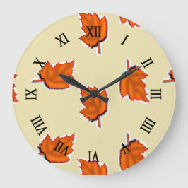 Reloj Redondo Grande Hojas secas marrones