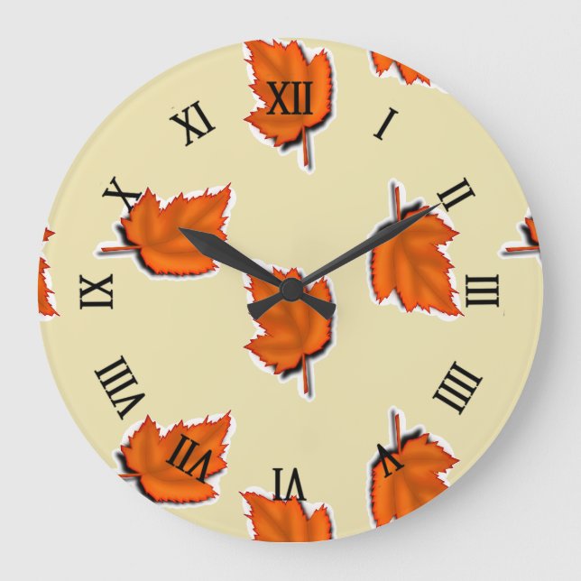 Reloj Redondo Grande Hojas secas marrones (Anverso)