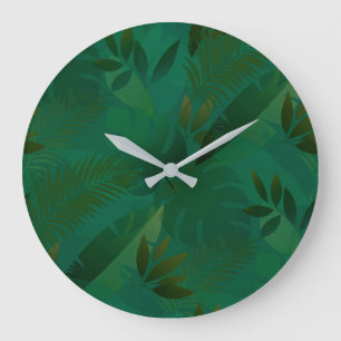 Reloj Redondo Grande Hojas tropicales exóticas místicas de la jungla es