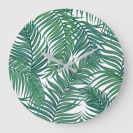 Reloj Redondo Grande Hojas tropicales verdes
