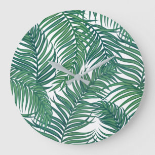 Reloj Redondo Grande Hojas tropicales verdes