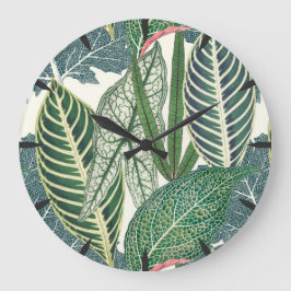Reloj Redondo Grande Hojas tropicales verdes
