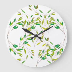 Reloj Redondo Grande Hojas verdes