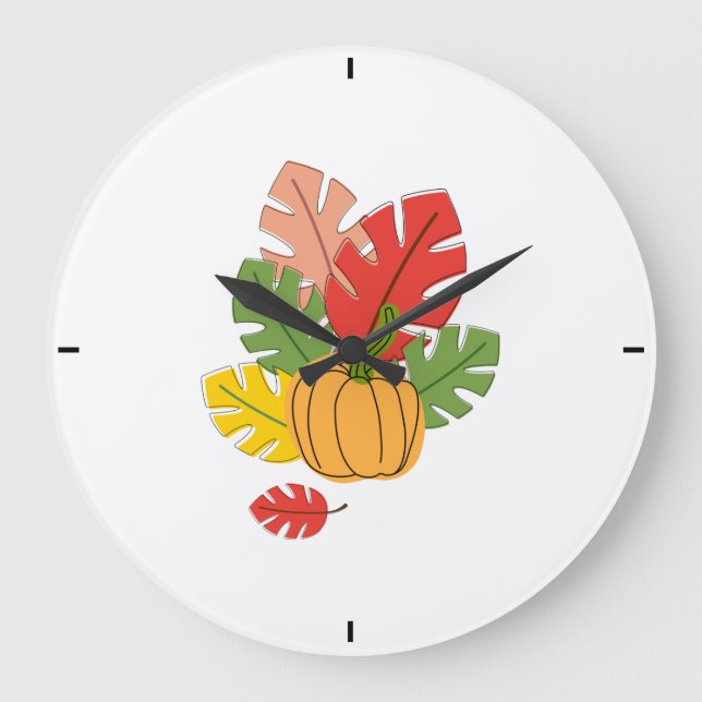 Reloj Redondo Grande Hojas y calabaza (Anverso)
