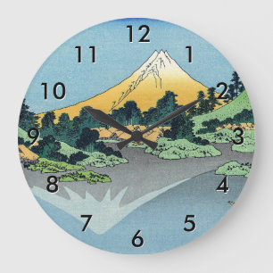 Reloj Redondo Grande Hokusai - El Monte Fuji reflexiona en el lago Kawa