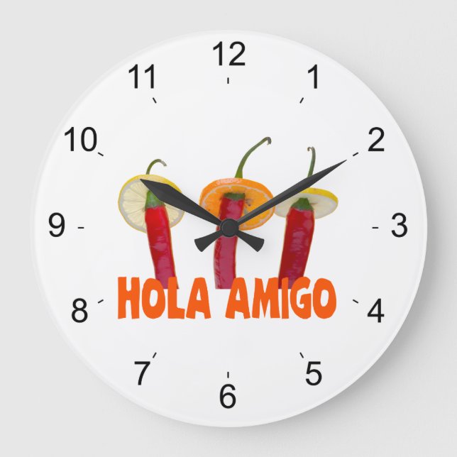 Reloj Redondo Grande Hola Amigo (Anverso)