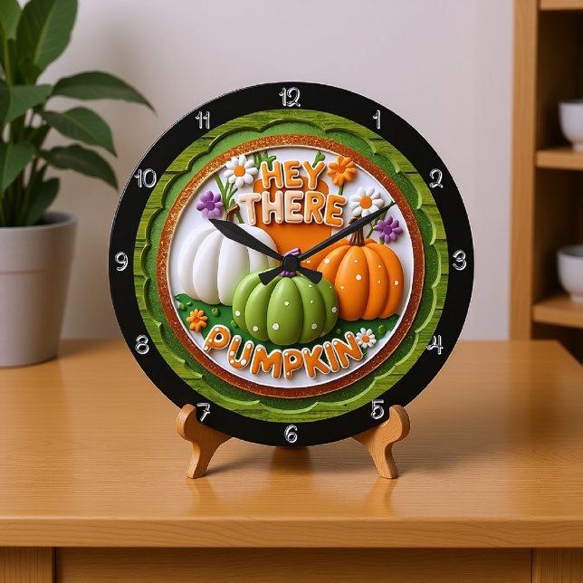 Reloj Redondo Grande Hola, Ilustracion De Calabaza (Subido por el creador)