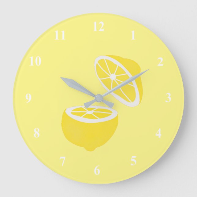 Reloj Redondo Grande Hola Lemon, fruta amarilla moderna (Anverso)