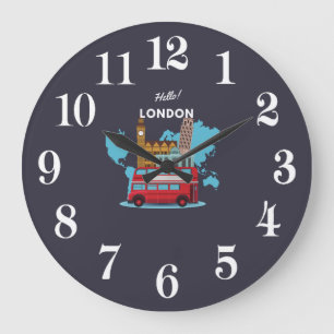 Reloj Redondo Grande Hola Londres 