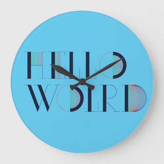 Reloj Redondo Grande Hola Mundo (Anverso)