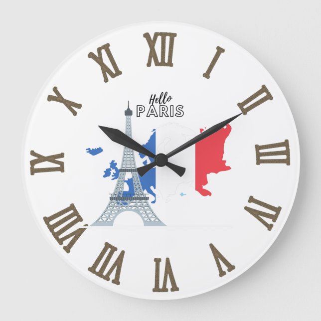 Reloj Redondo Grande Hola París  (Anverso)