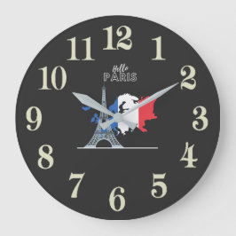 Reloj Redondo Grande Hola París