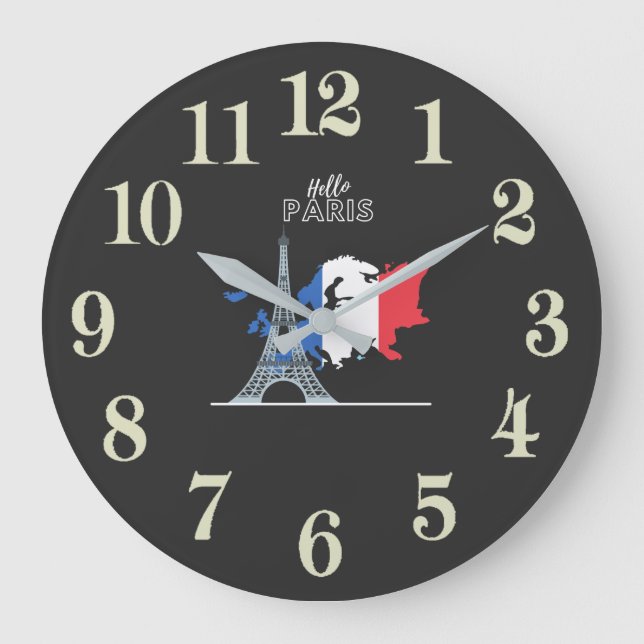 Reloj Redondo Grande Hola París (Anverso)