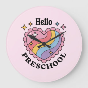 Reloj Redondo Grande Hola Preescolar De vuelta a la escuela preescola