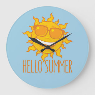 Reloj Redondo Grande Hola Sol de verano con gafas de sol