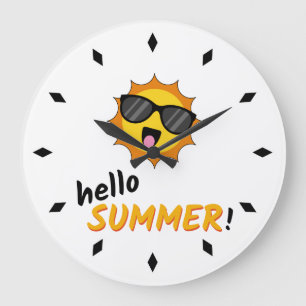 Reloj Redondo Grande Hola Sol de verano con gafas de sol