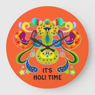 Reloj Redondo Grande holiES - vaca sagrada y feliz abstracta + tus idea