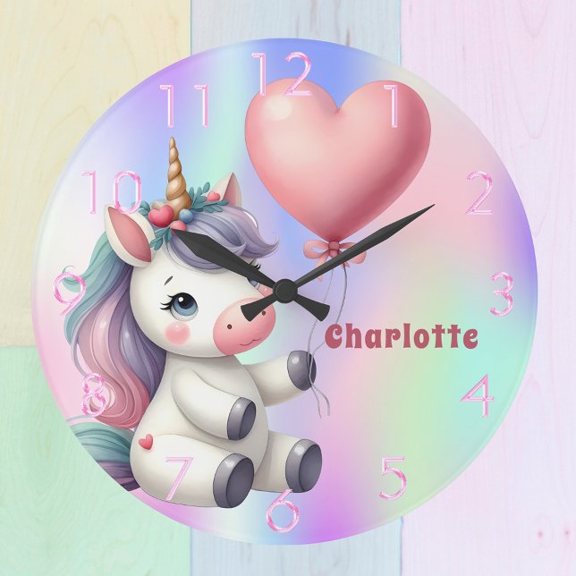 Reloj Redondo Grande Holografía de unicornio morado (Subido por el creador)