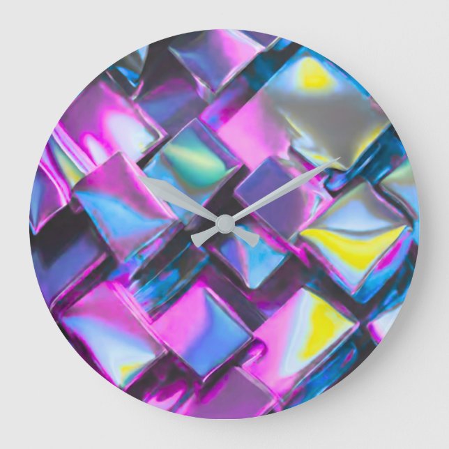 Reloj Redondo Grande Holographic Neon Glow Aesthetic  (Anverso)