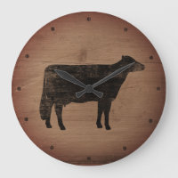 Holstein Cow Silhouette Faux Weathertic Wood Rusti