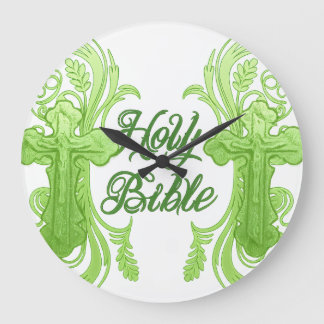 Reloj Redondo Grande Holy Bible Wall Clock – Christian Green